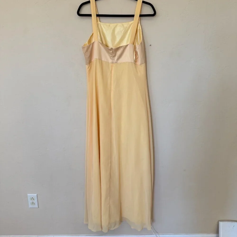 Papell Boutique Yellow Maxi Dress Formal Chiffon Prom Bridesmaid Dress 12 - Picture 3 of 9